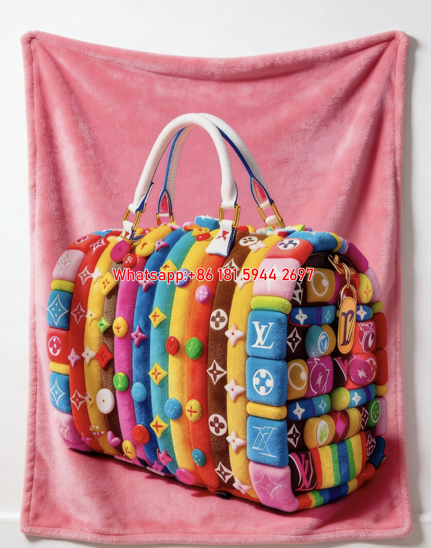 Rainbow LV Block Bag Blanket Colorful LV Monogram Block Throw IMG_3628